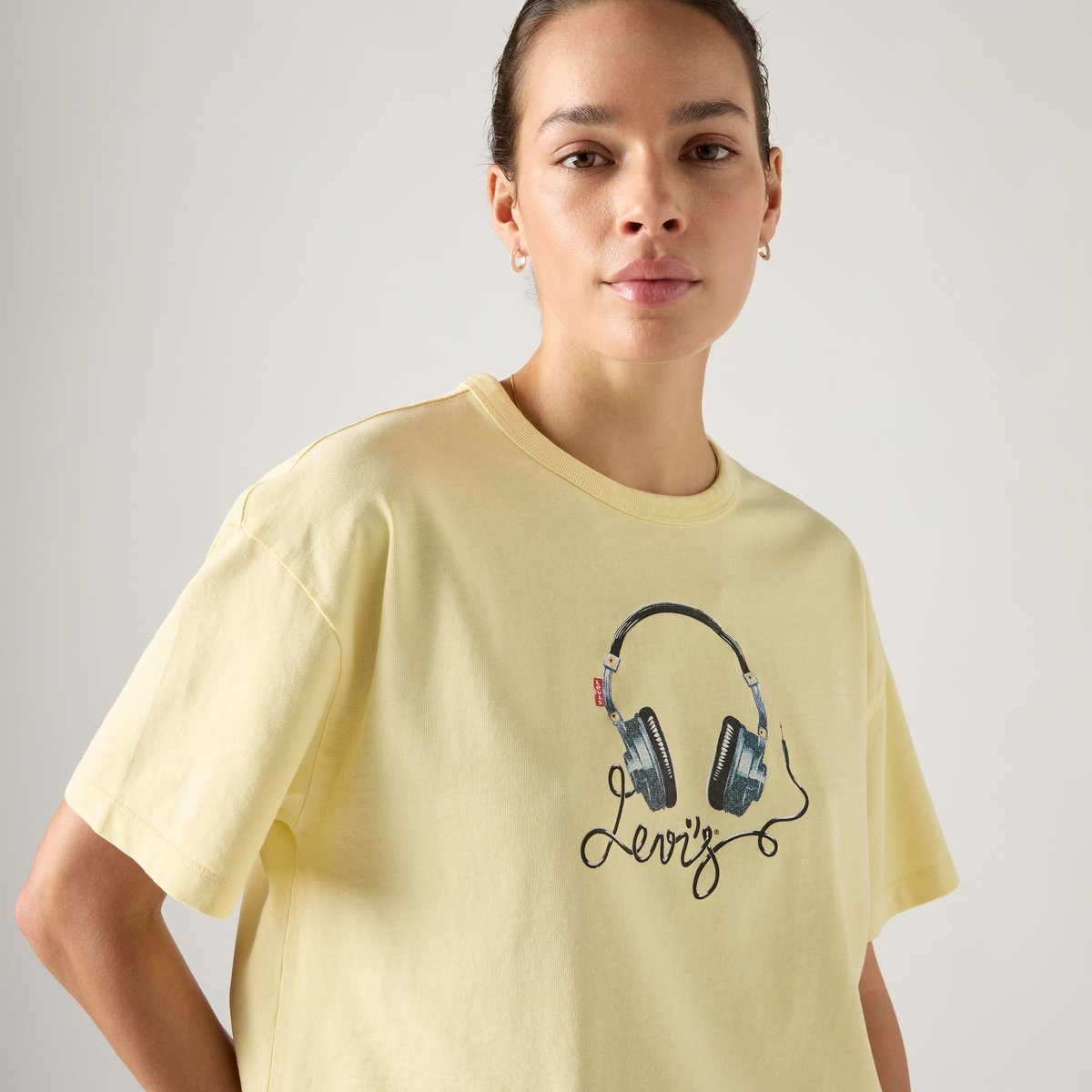 T-shirt graphique Vintage jaune - lse_denim headphones french vanilla, LEVI'S