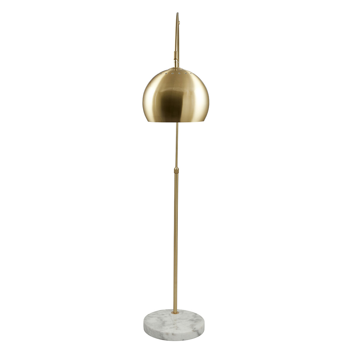 Fia Brushed Metal and White Marble Floor Lamp brass, SO'HOME