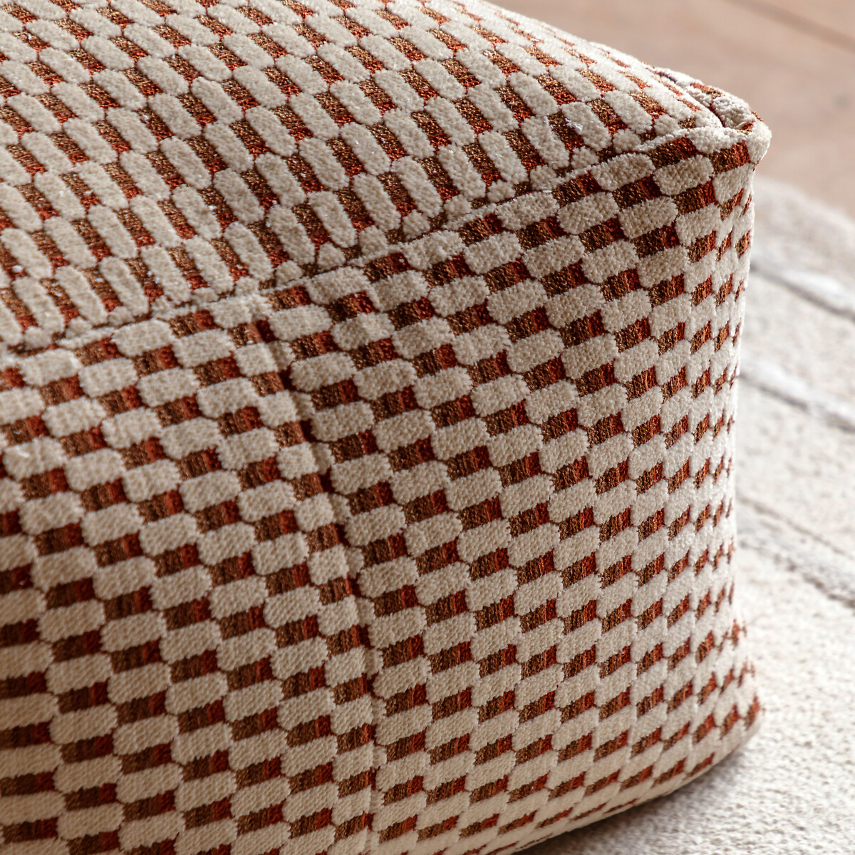 Maria Jacquard Pouffe 55x55cm rust, ÉDITÉ