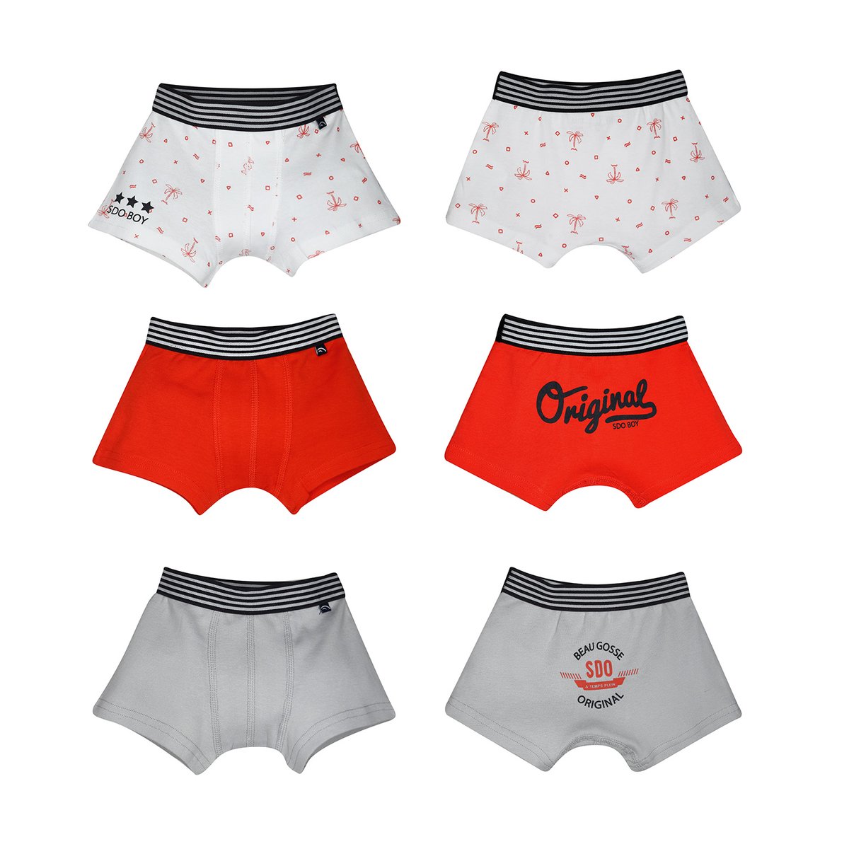 Lot de 3 boxers enfant estebe rouge, SUCRE D'ORGE
