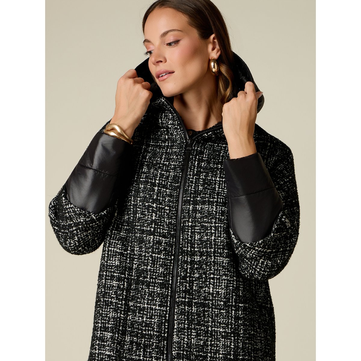 Parka avec détails matelassés noir, OLTRE