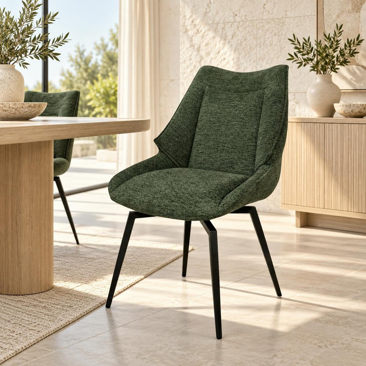 Chaise design tissu microfibre kaki (lot de 2) IENA kaki, PIER IMPORT