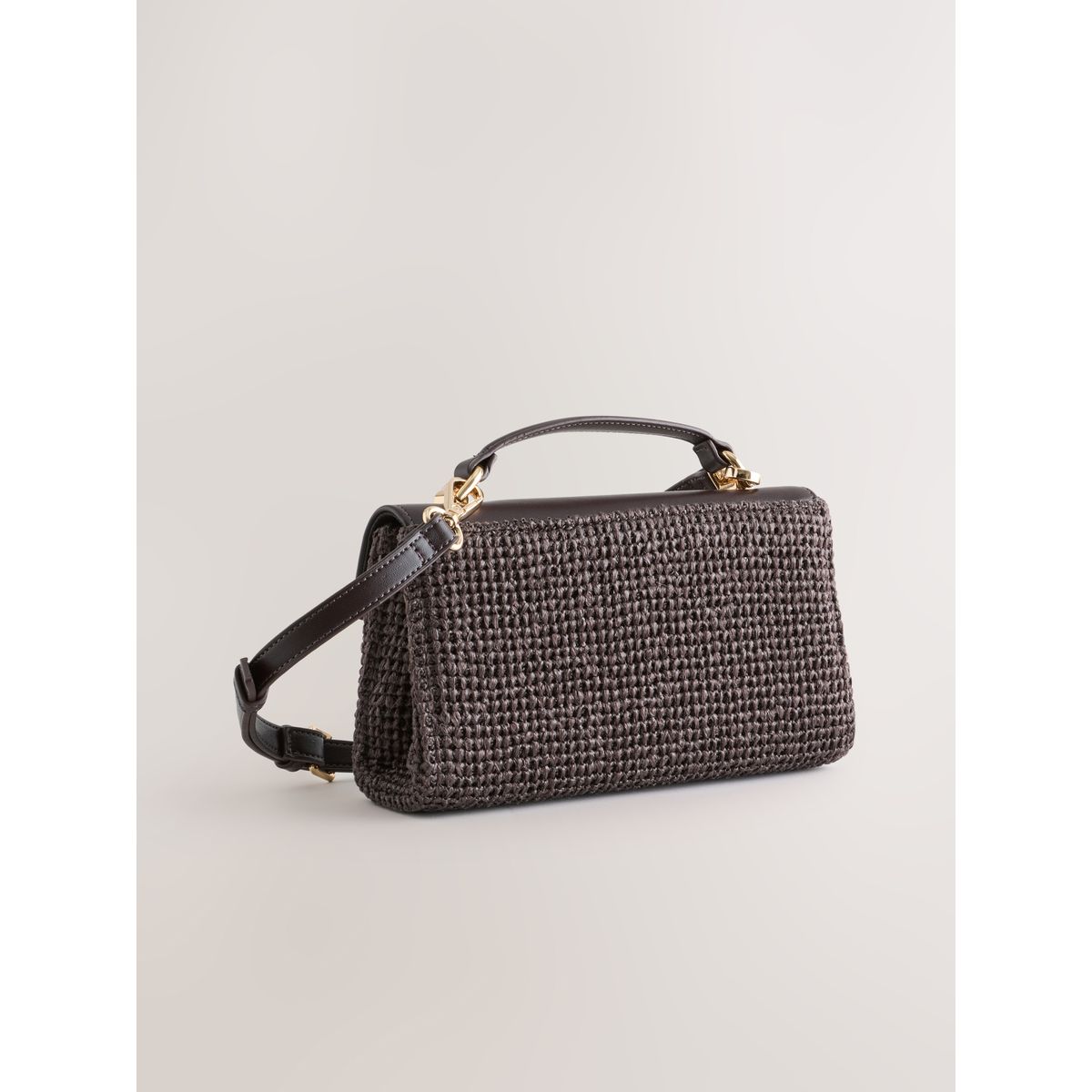 Sac aspect raphia avec poignée marron chocolat, NEXT
