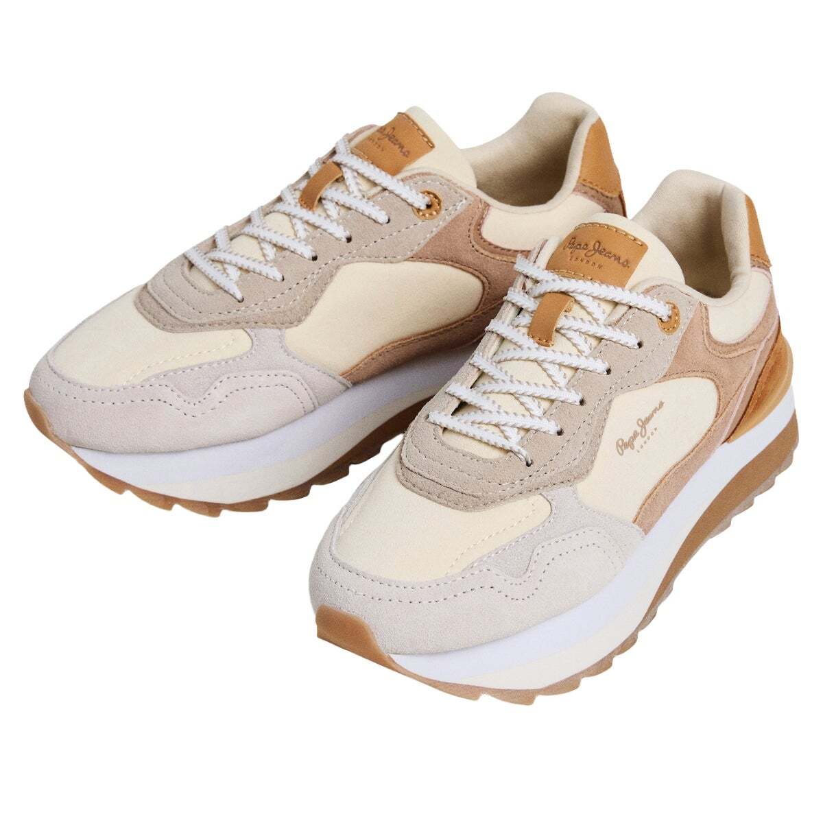 Ball - Baskets En Cuir Avec Clous blanche bougie, PEPE JEANS