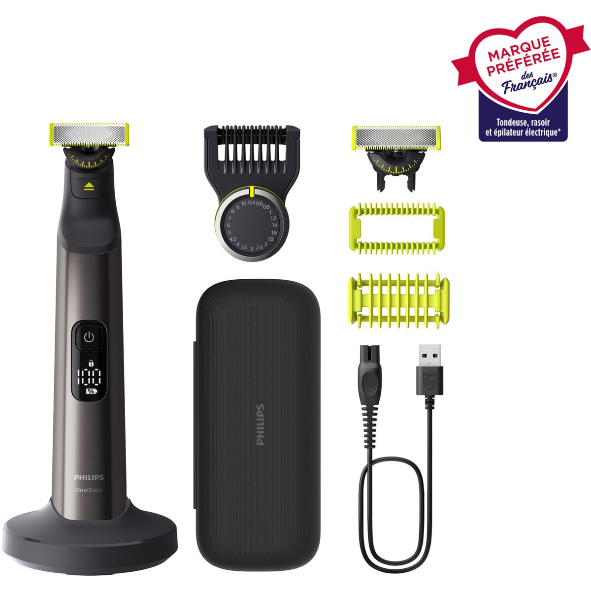 Tondeuse multi usages OneBlade QP6652/61, molette réglable, 20 hauteurs de coupe, précision 0,4 mm, autonomie 120 mn couleur unique, PHILIPS