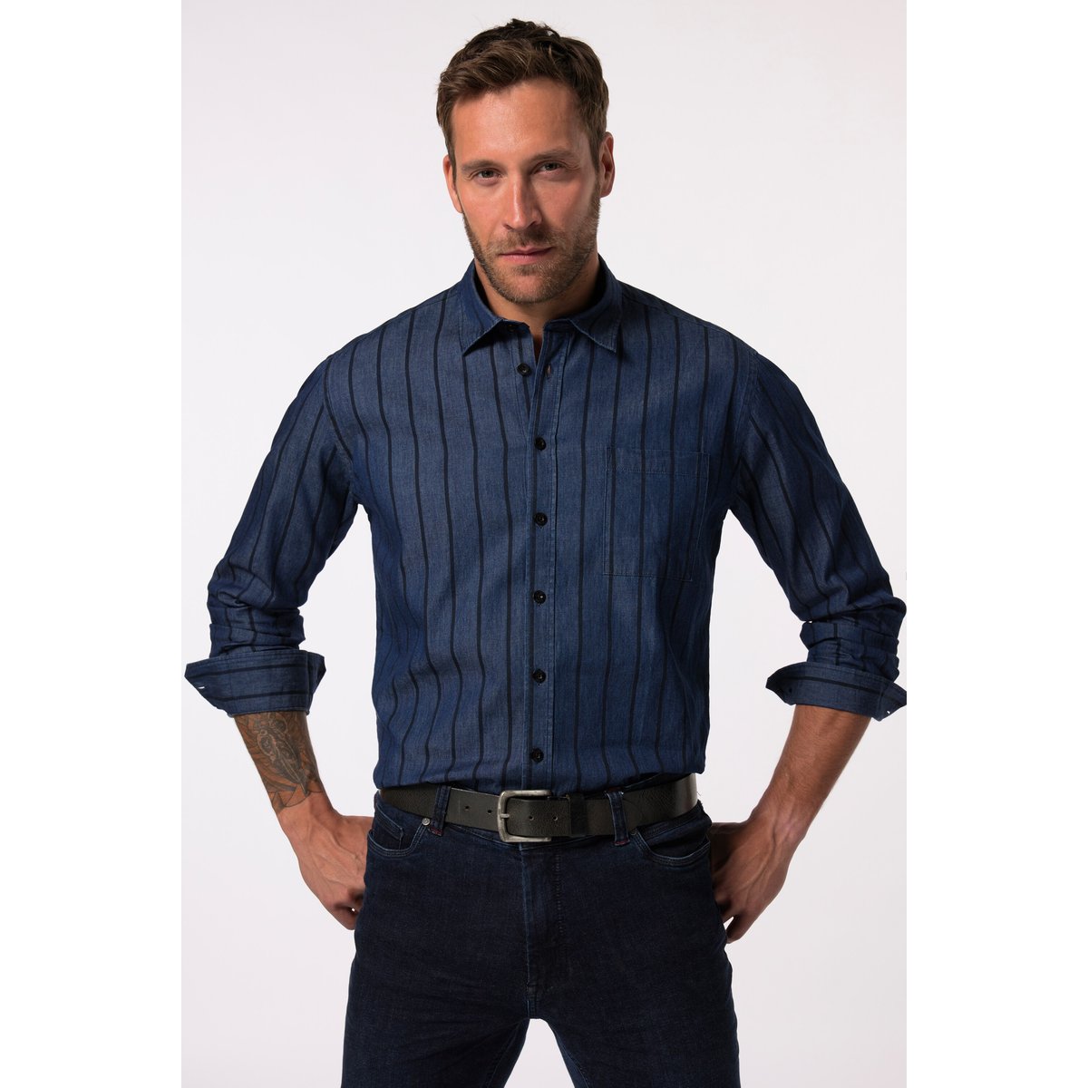 Chemise à rayures bleu jean, JP1880