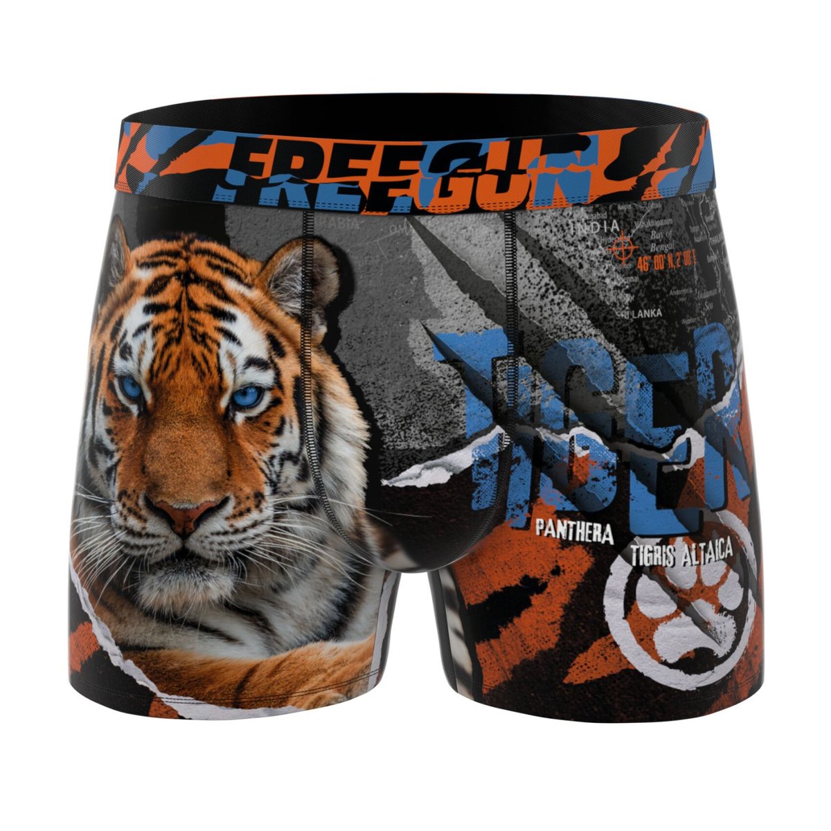 Lot De 3 Boxers Microfibre marron/jaune/noir/vert/noir/bleu, FREEGUN