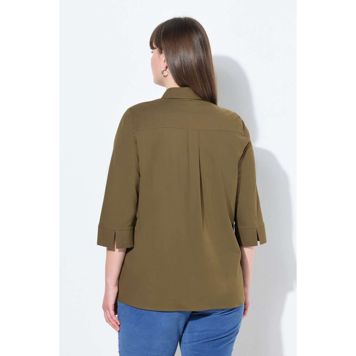 Chemisier en coton bio, fleurs olive, ULLA POPKEN