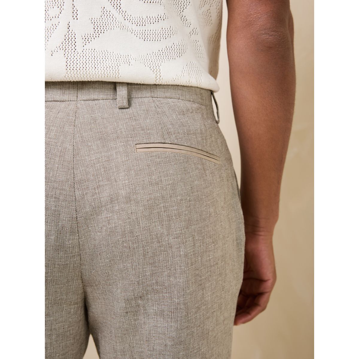 Pantalon habillé texturé avec lin grège, NEXT