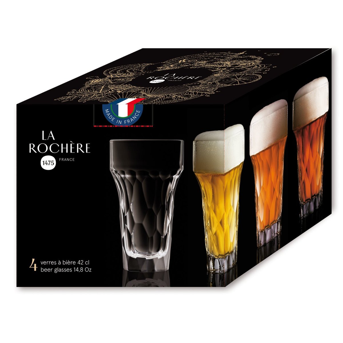 Lot de 4 chopes, SILEX transparent, LA ROCHERE