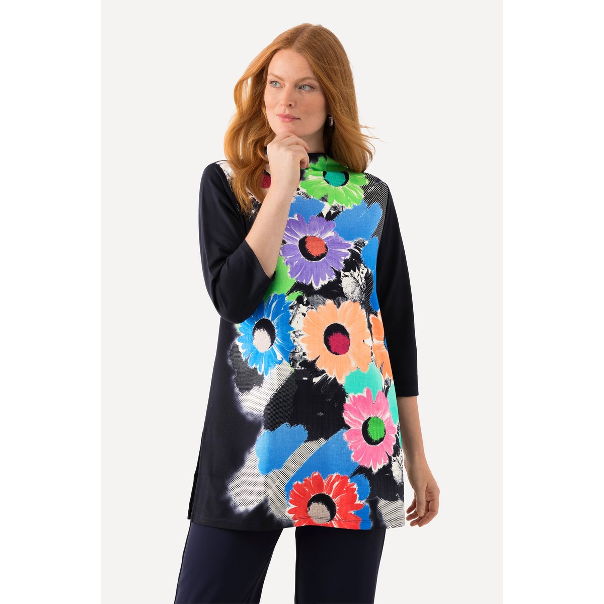 T-shirt long marine, ULLA POPKEN