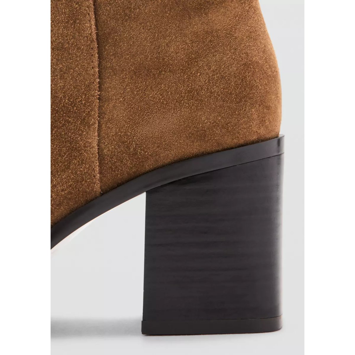 Bottines cuir talon bloc tabac, MANGO