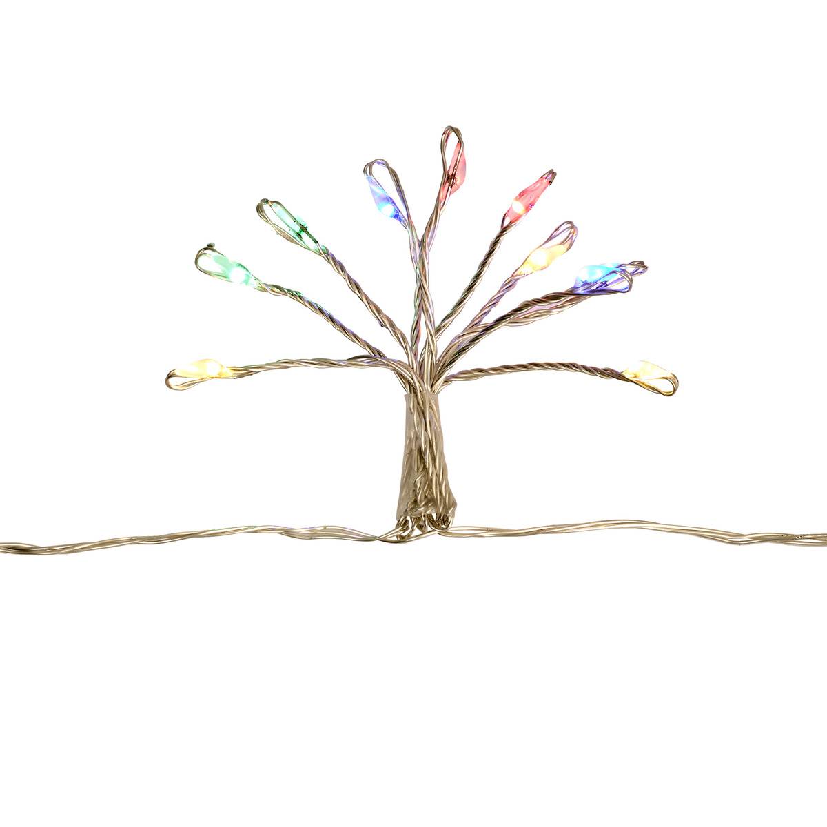 Guirlande lumineuse à pompons d'extérieur 5 m 250 LED blanc froid fil cuivre 13 fonctions avec minuteur et transformateur multicolore, FEERIC LIGHTS & CHRISTMAS