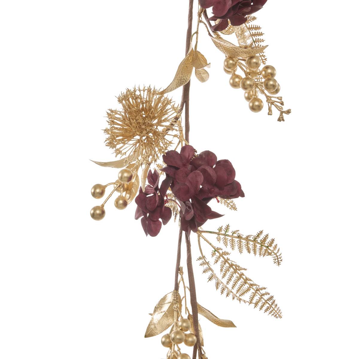 Guirlande de Noël baies et fleurs or et rouge 150 cm dore, FEERIC LIGHTS & CHRISTMAS