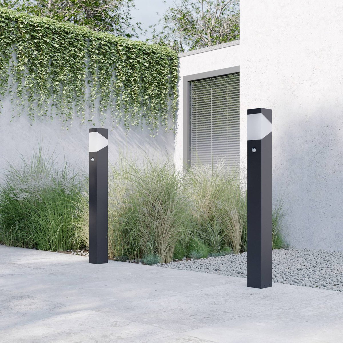 Luminaire extérieur en aluminium moderne gris graphite, blanc opale, LUCANDE