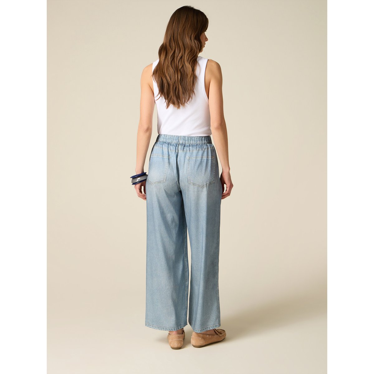 Pantalon palazzo effet denim light - blue, OLTRE