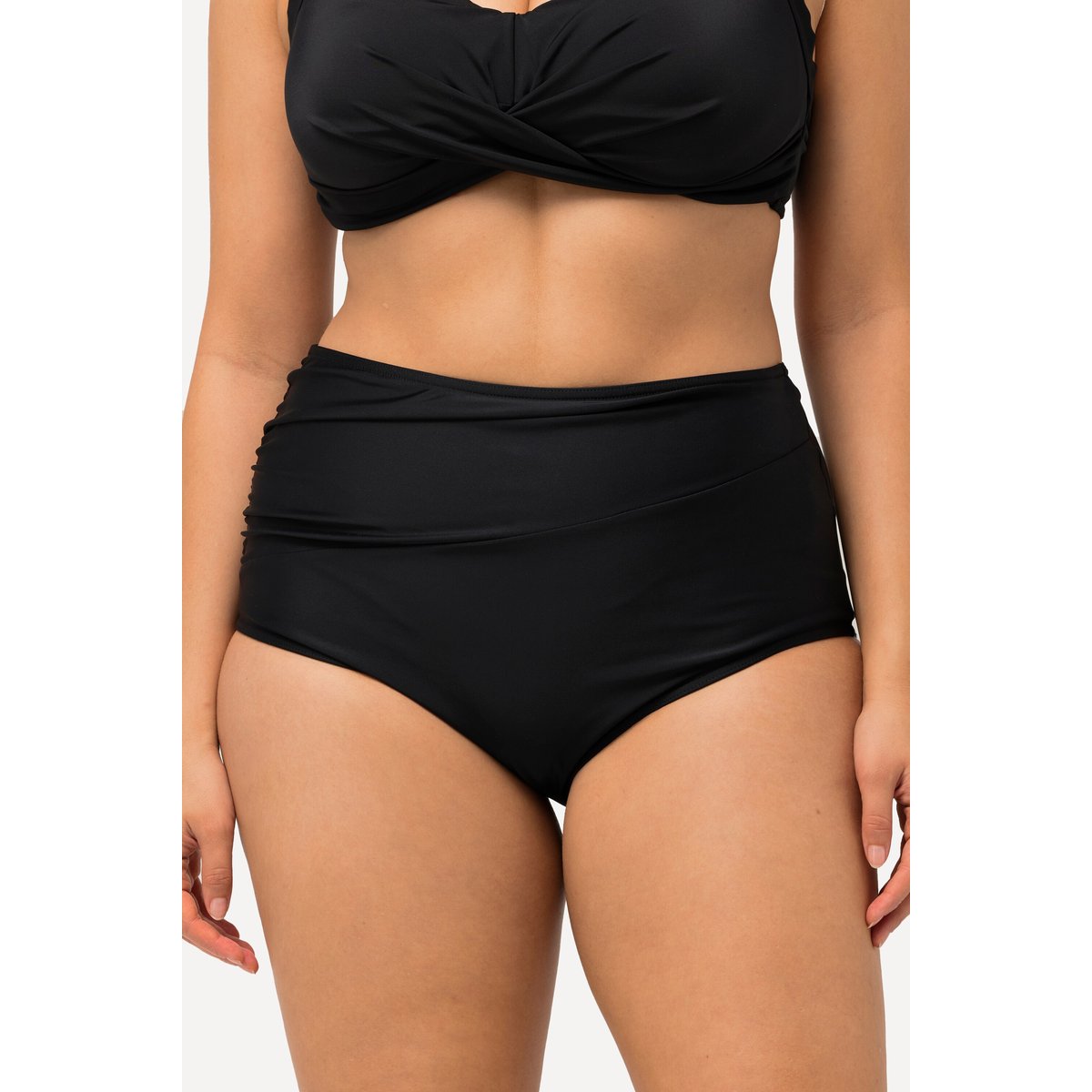 Bas de bikini, drapé, taille haute noir, ULLA POPKEN