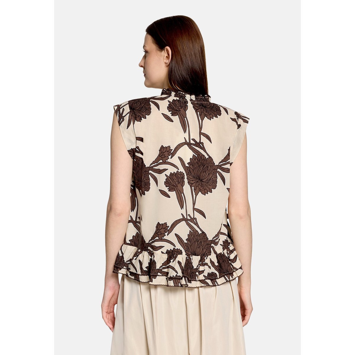 Blouse casual à fronce beige/marron, CARTOON