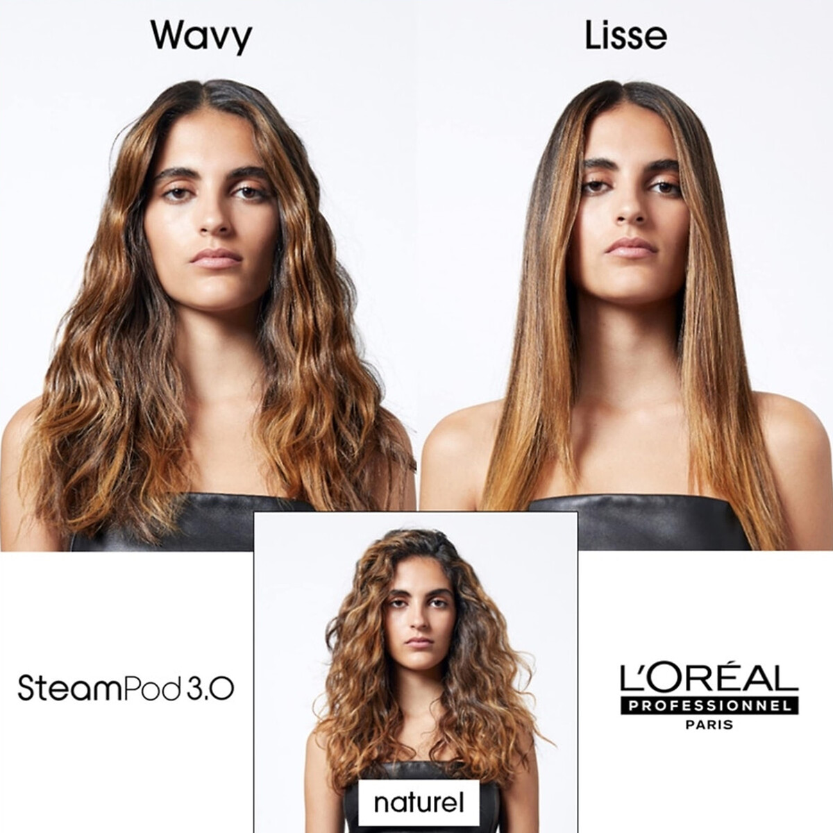 Lisseur vapeur Steampod 3.0 blanc/noir, L OREAL PROFESSIONNEL