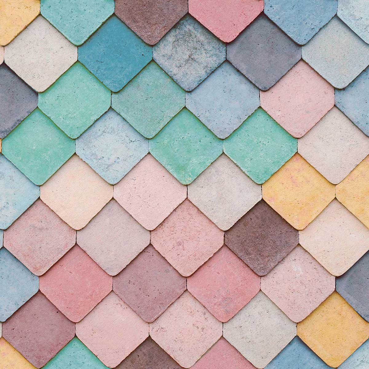 Papier peint écailles pastel multicouleur multicolore, HEXOA