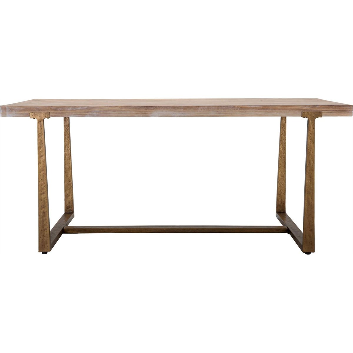 Table à manger plateau bois piètement fer MODERN marron et doré, RECOLLECTION