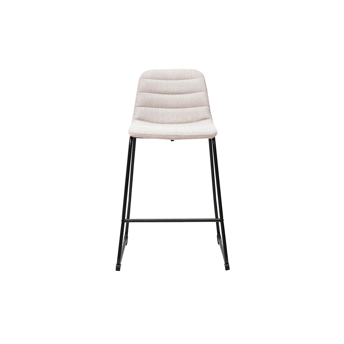 Tabourets de bar en tissu effet velours texturé beige et métal H64 cm (lot de 2) SAURY beige, MILIBOO
