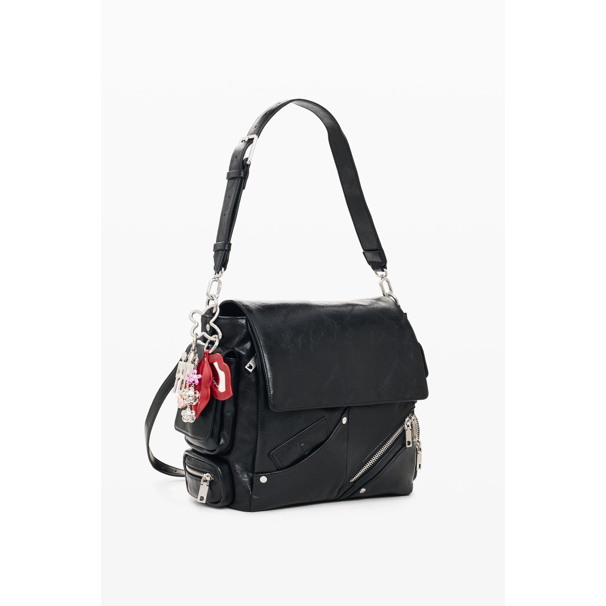 Petit sac à dos effet cuir noir, DESIGUAL