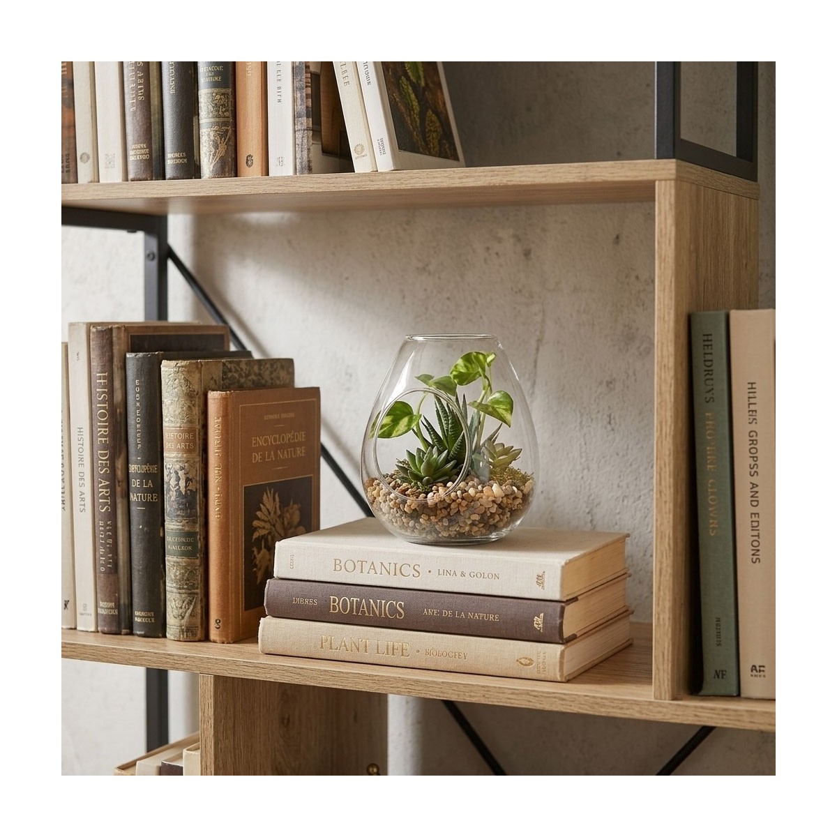 Bibliothèque avec étagères 6 niveaux H160 cm bois foncé, CALICOSY