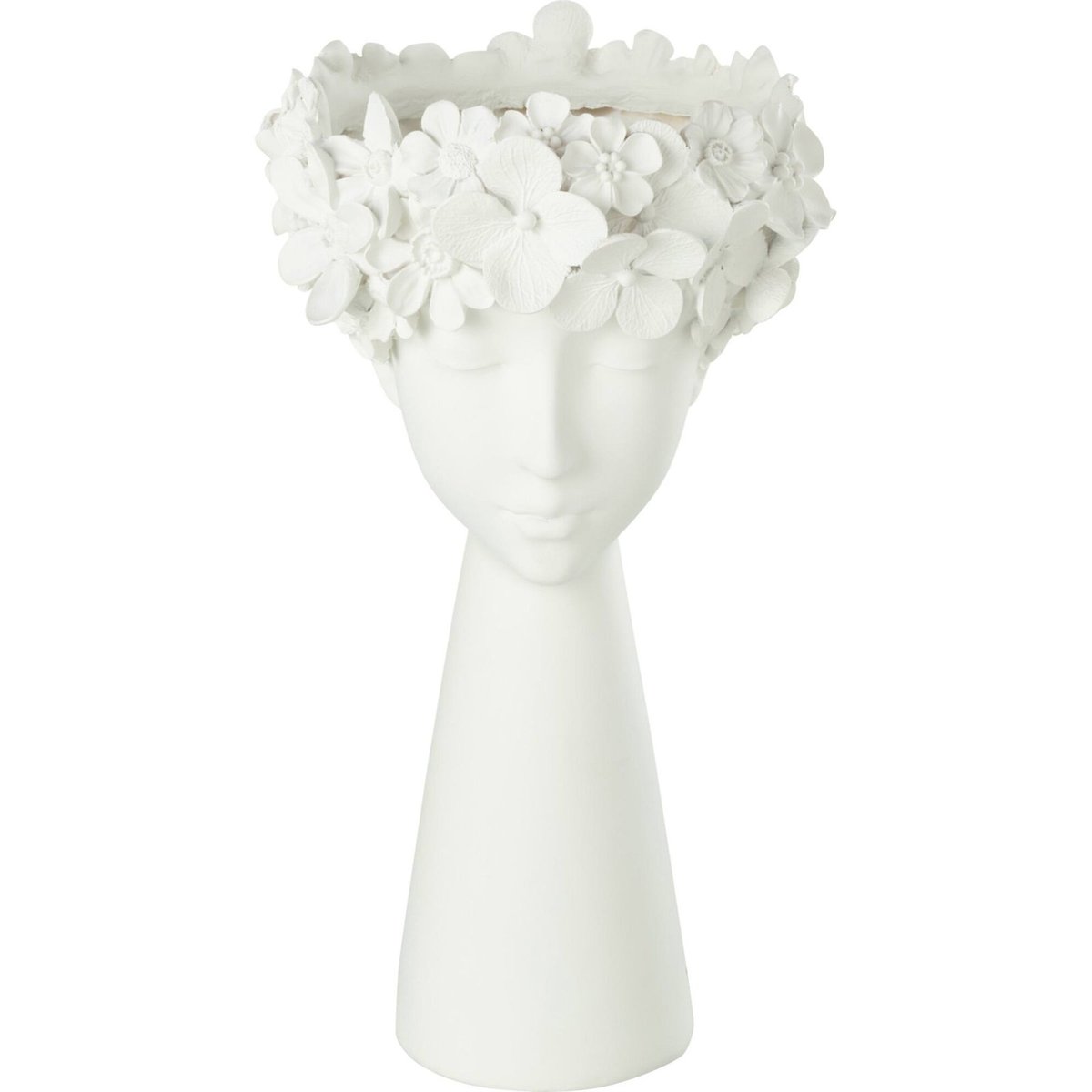 Cache-pot visage fleuri blanc, RECOLLECTION