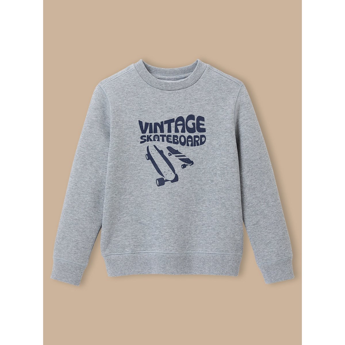 Sweat imprimé en molleton gris chine, CYRILLUS