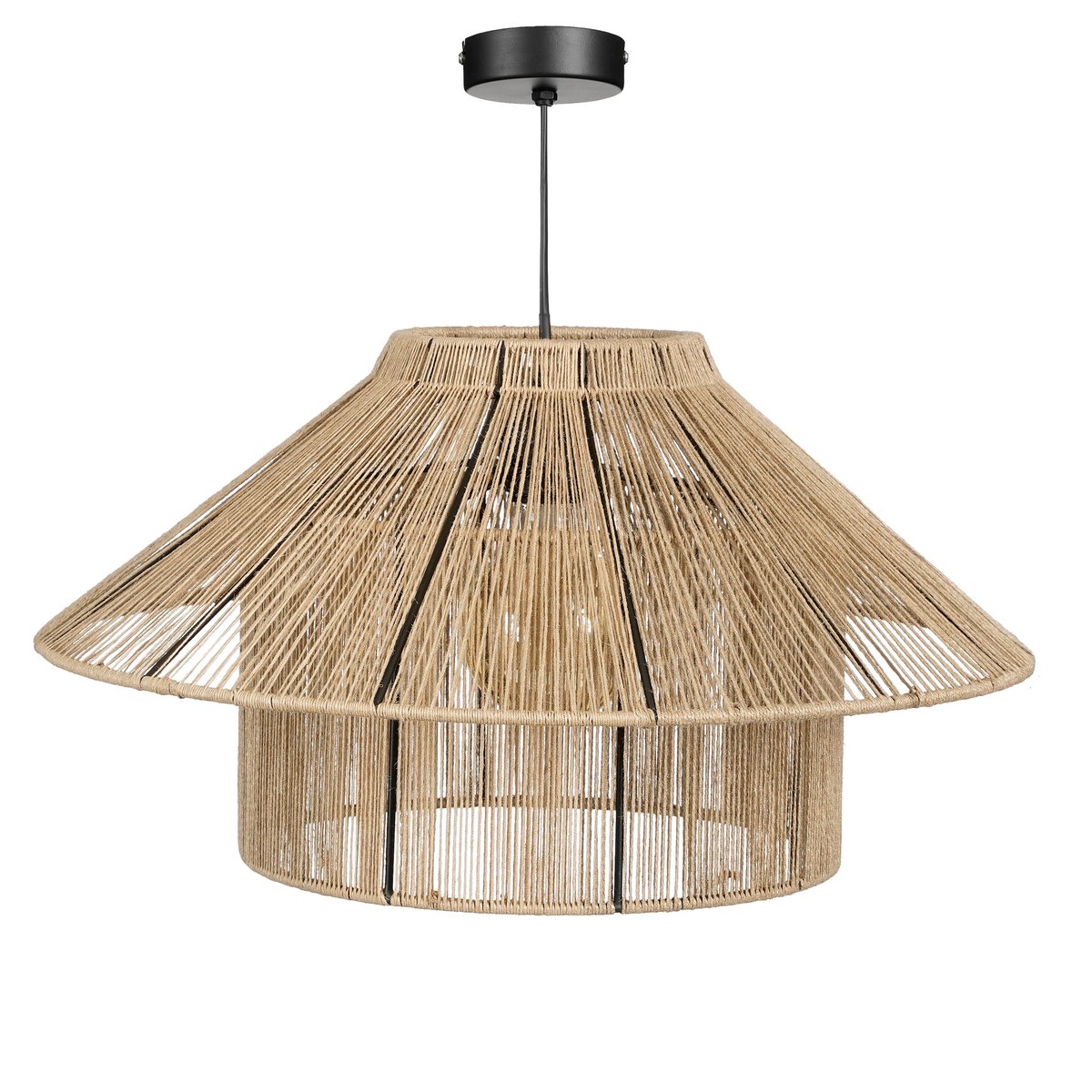 Suspension lumineuse en jute tressée ELSA marron clair, MICA DECORATIONS