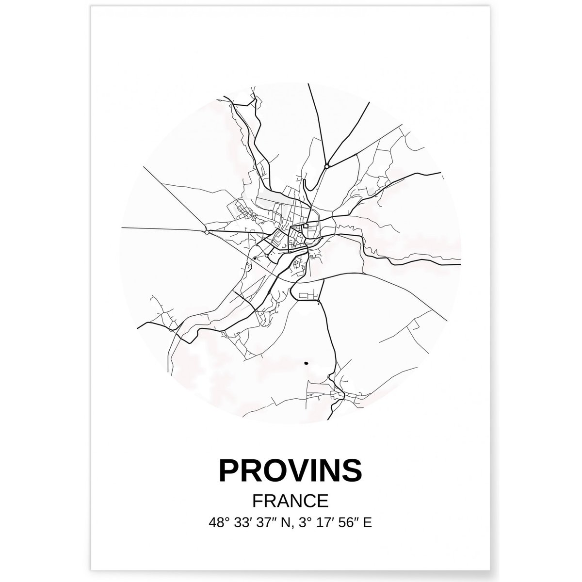 Affiche Carte Provins blanc, L'AFFICHERIE