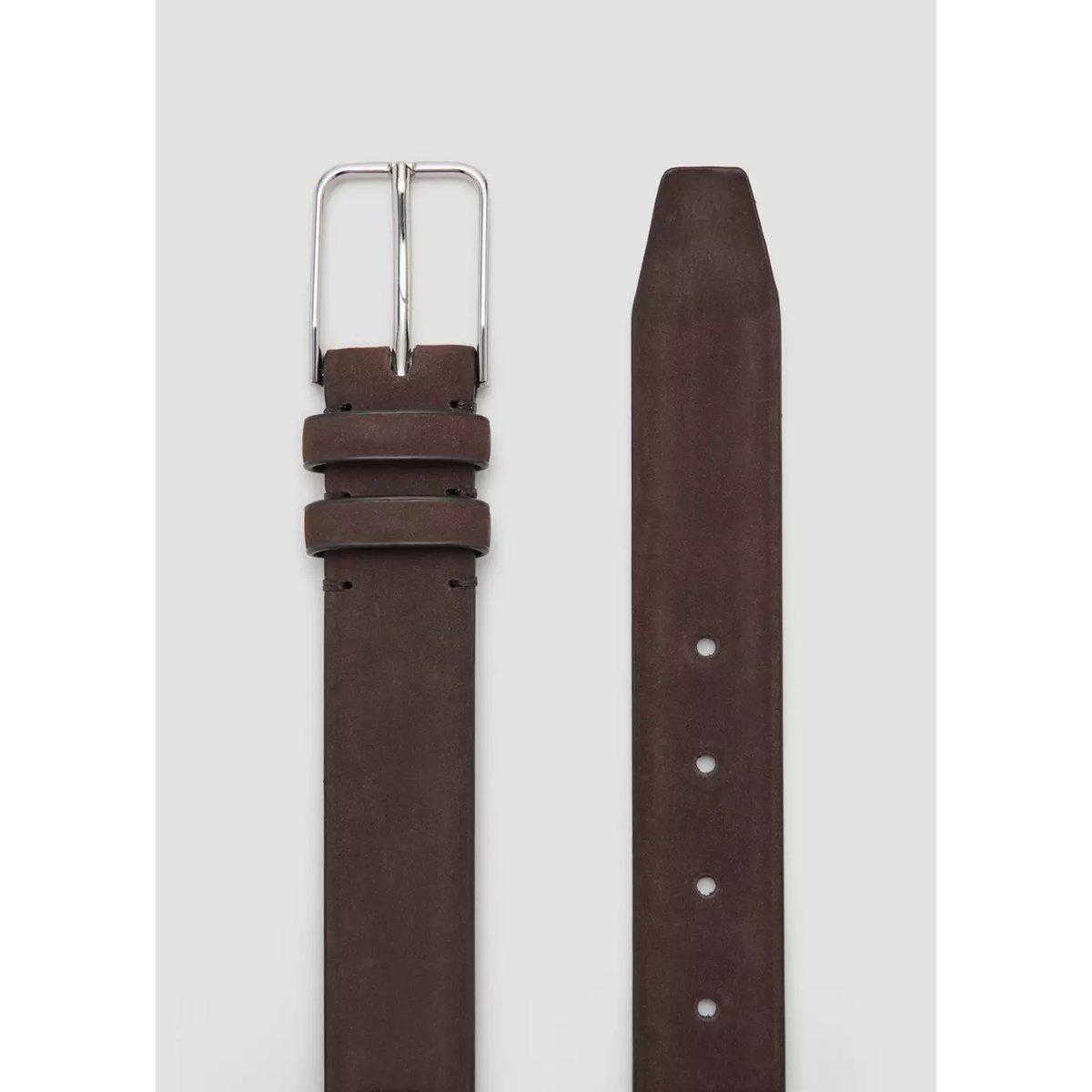Ceinture cuir nappa chocolat, MANGO MAN