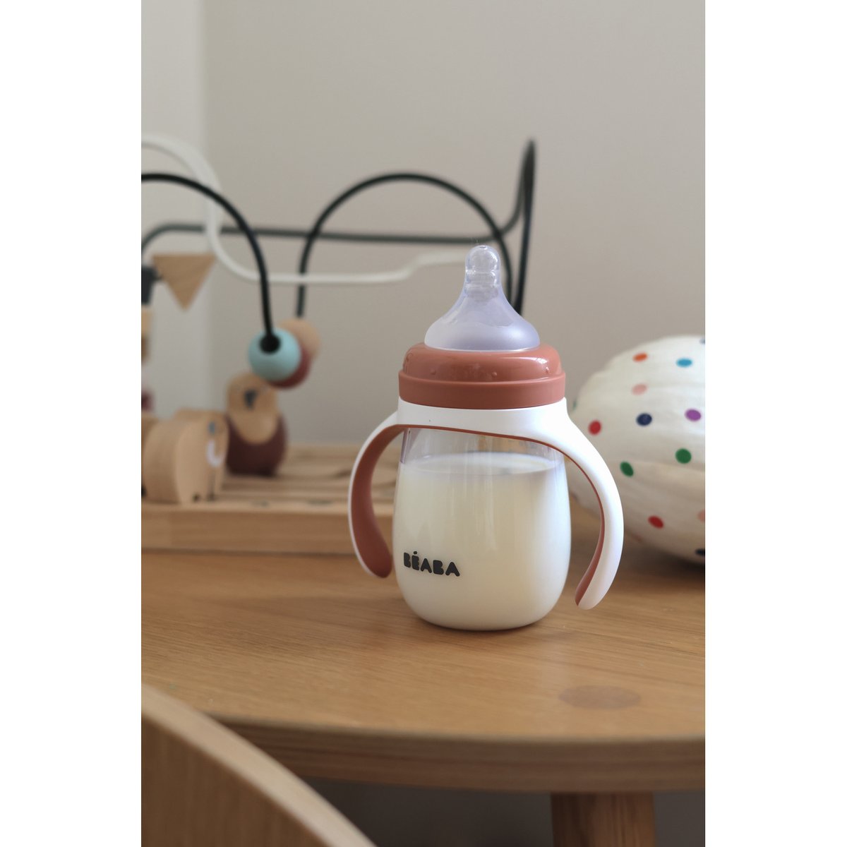 Biberon d'apprentissage 2 en 1 210 ml terracotta, BEABA