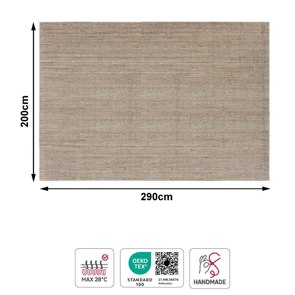 Tapis en jute tissé, JALAP beige, INSPIRE