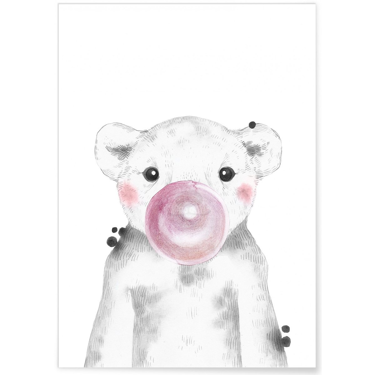 Affiche 'Bulle d'Ourson Rose' blanc, L'AFFICHERIE
