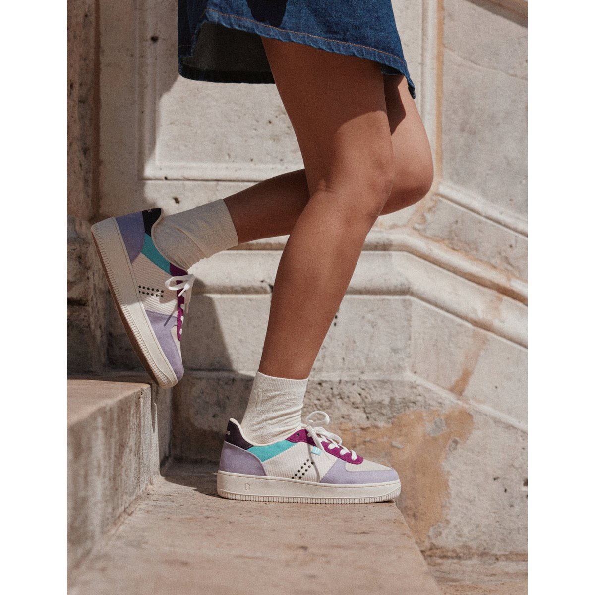 Baskets basses Maxence F lilas écru violet, ODAJE