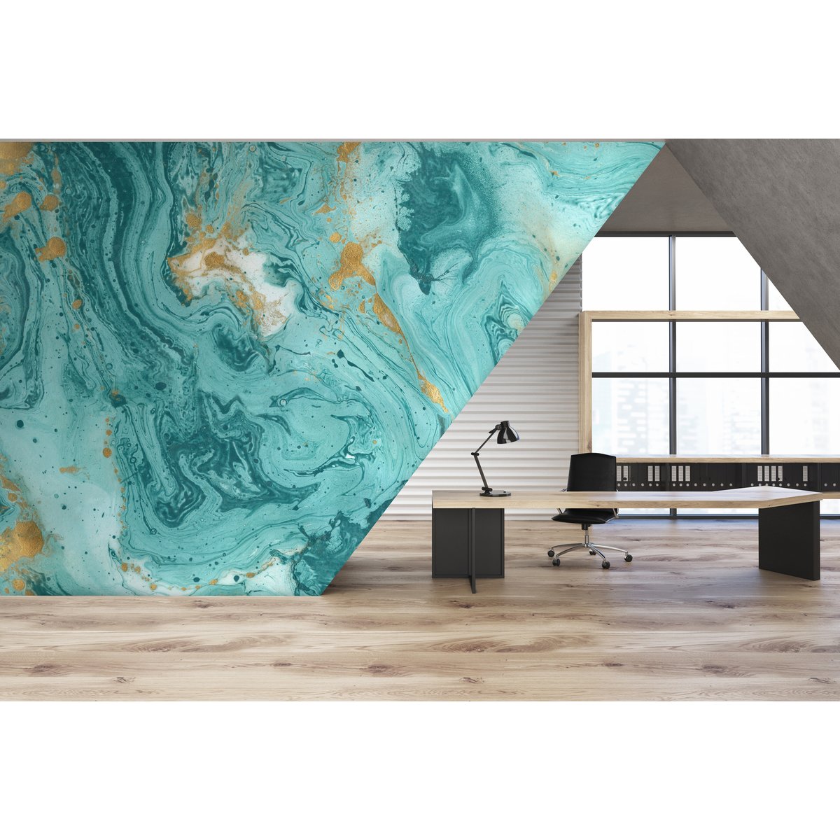Papier peint panoramique TURQUOISE MARBLE bleu, LE PAPIERS DE NINON