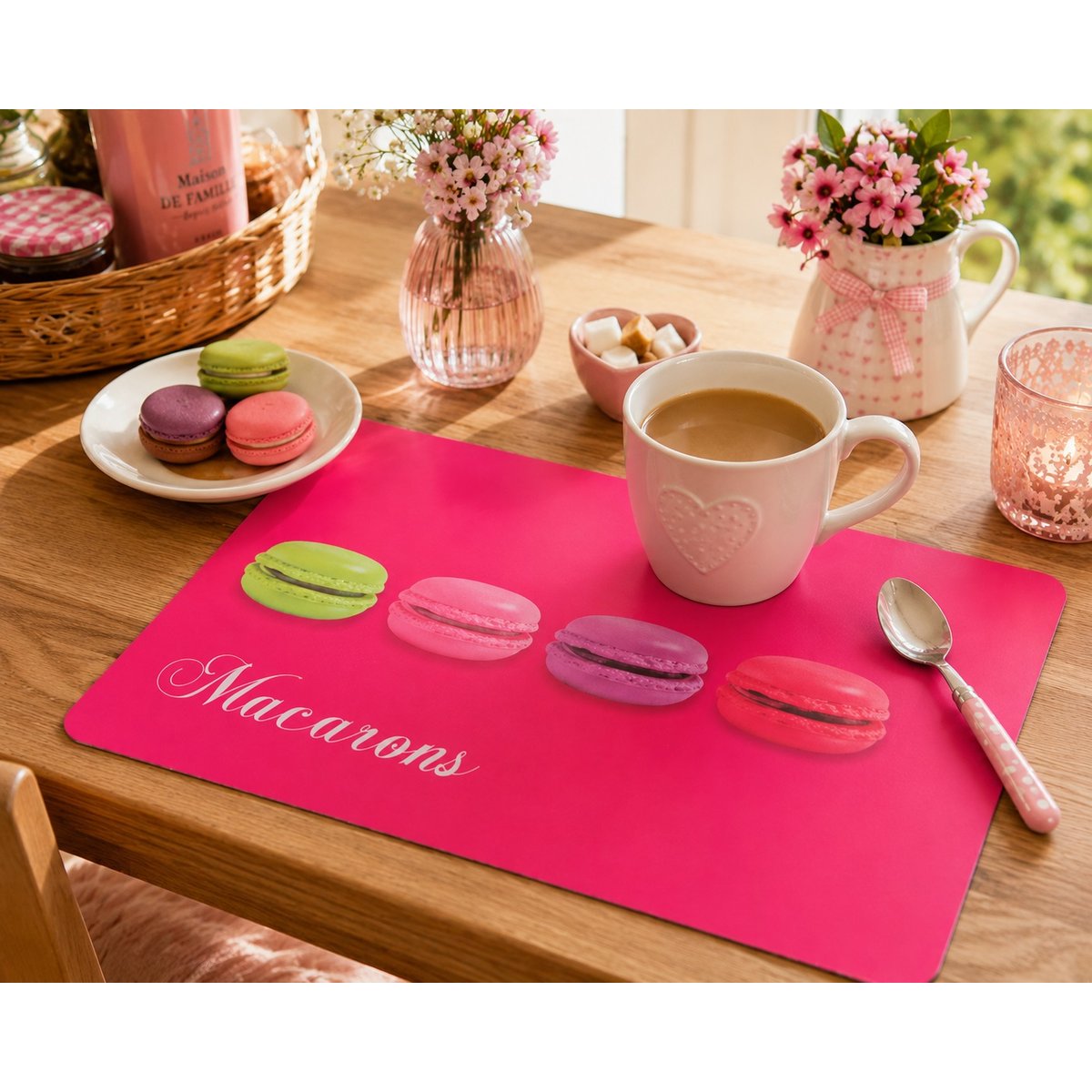 Set de table opaque macaron 28 x 44 cm rose, EDEN