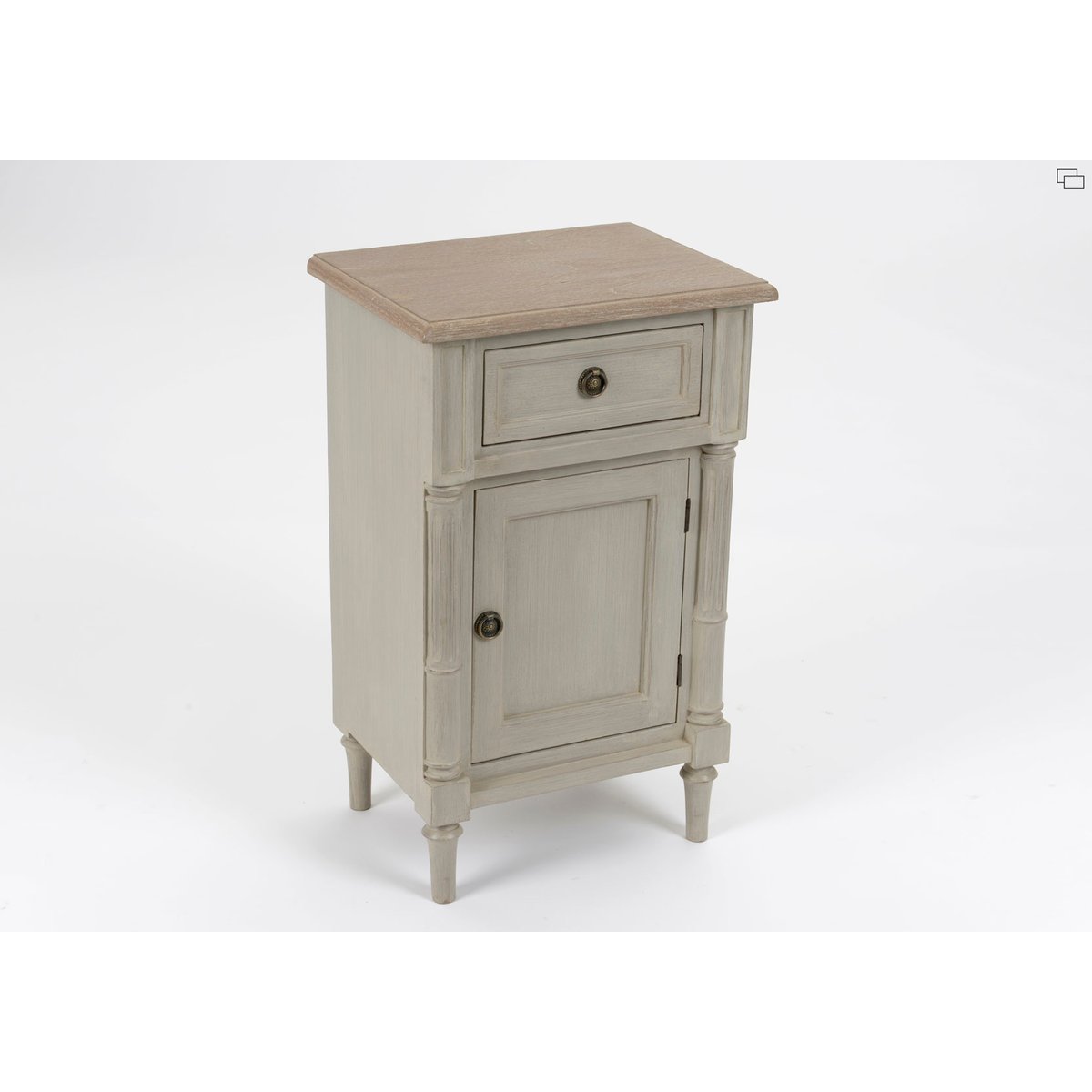 Table de chevet 1 tiroir en bois massif L45 cm Édouard crème / ivoire, AMADEUS