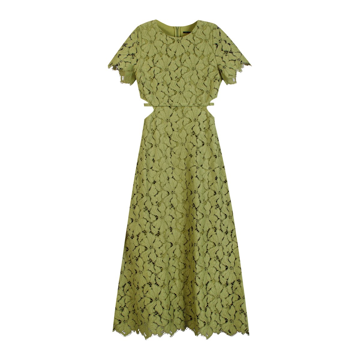 Robe broderie anglaise ouverture dos olive d'été, IKKS