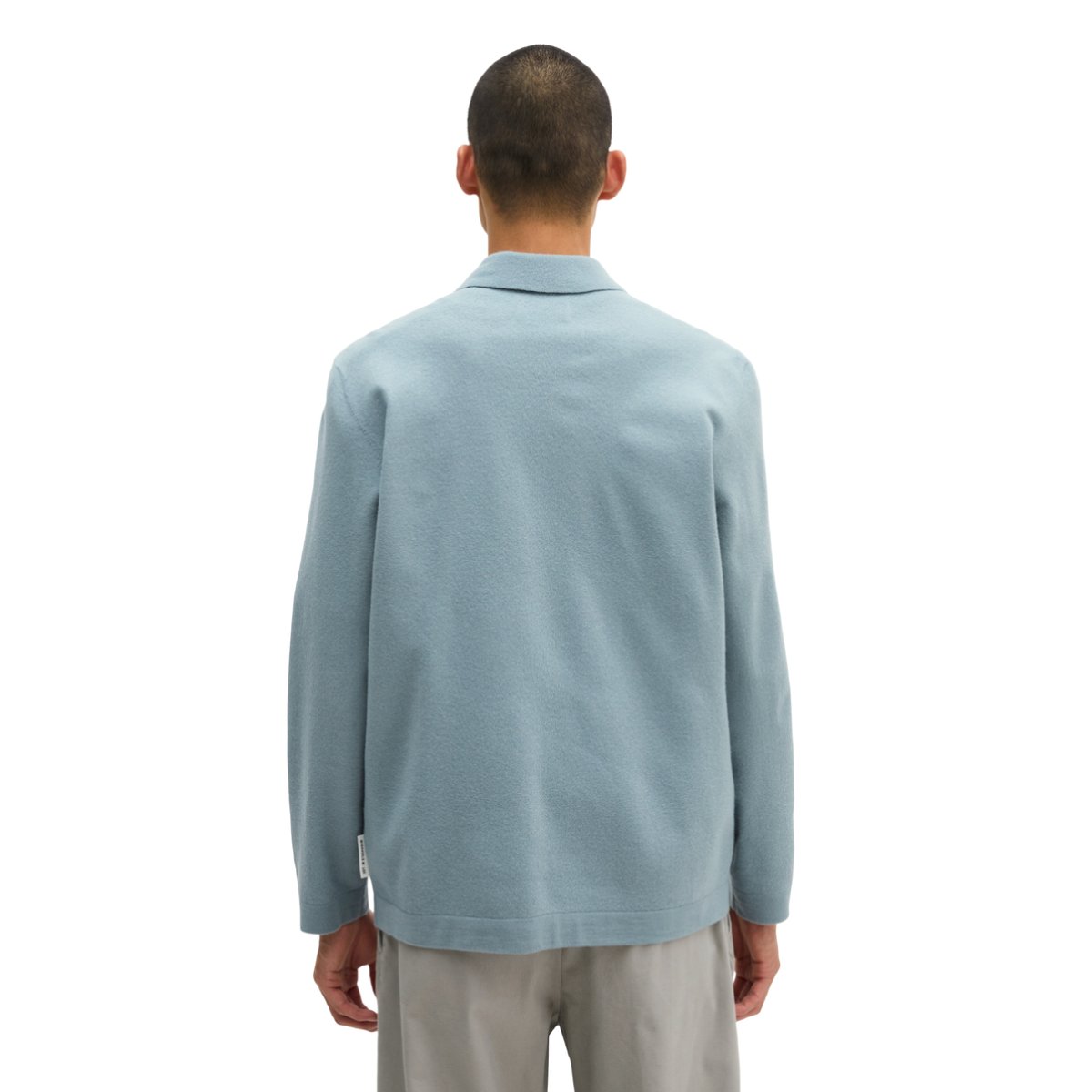 Cardigan overhirt regular en aspect compact de laine bouillie bleu clair, MARC O'POLO