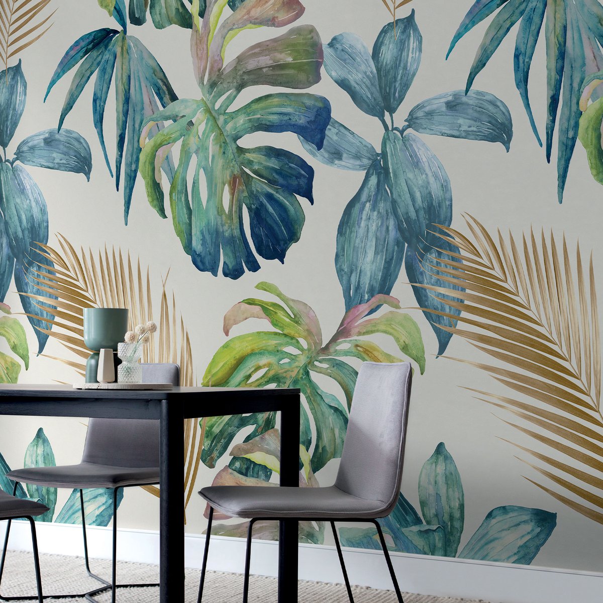 Papier peint palme d'or bleu, HEXOA