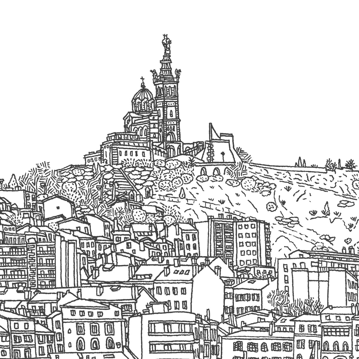 Papier peint panoramique Marseille, 300 x 250cm gris, ACTE DECO