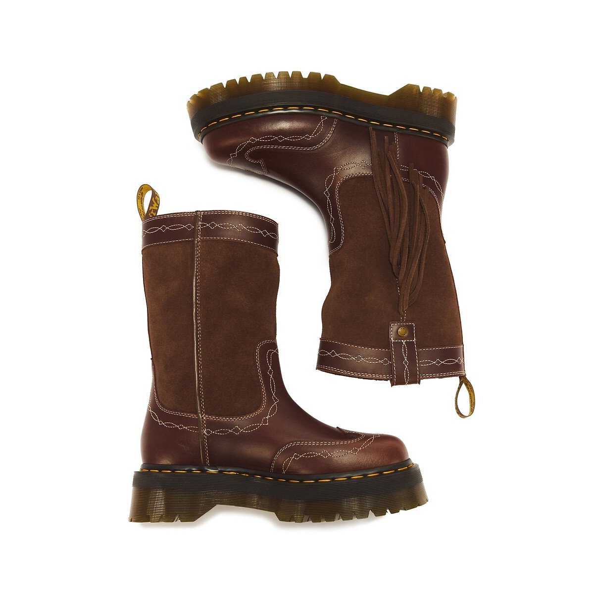 Bottes en cuir, Fringe Mid Pull On marron, DR. MARTENS