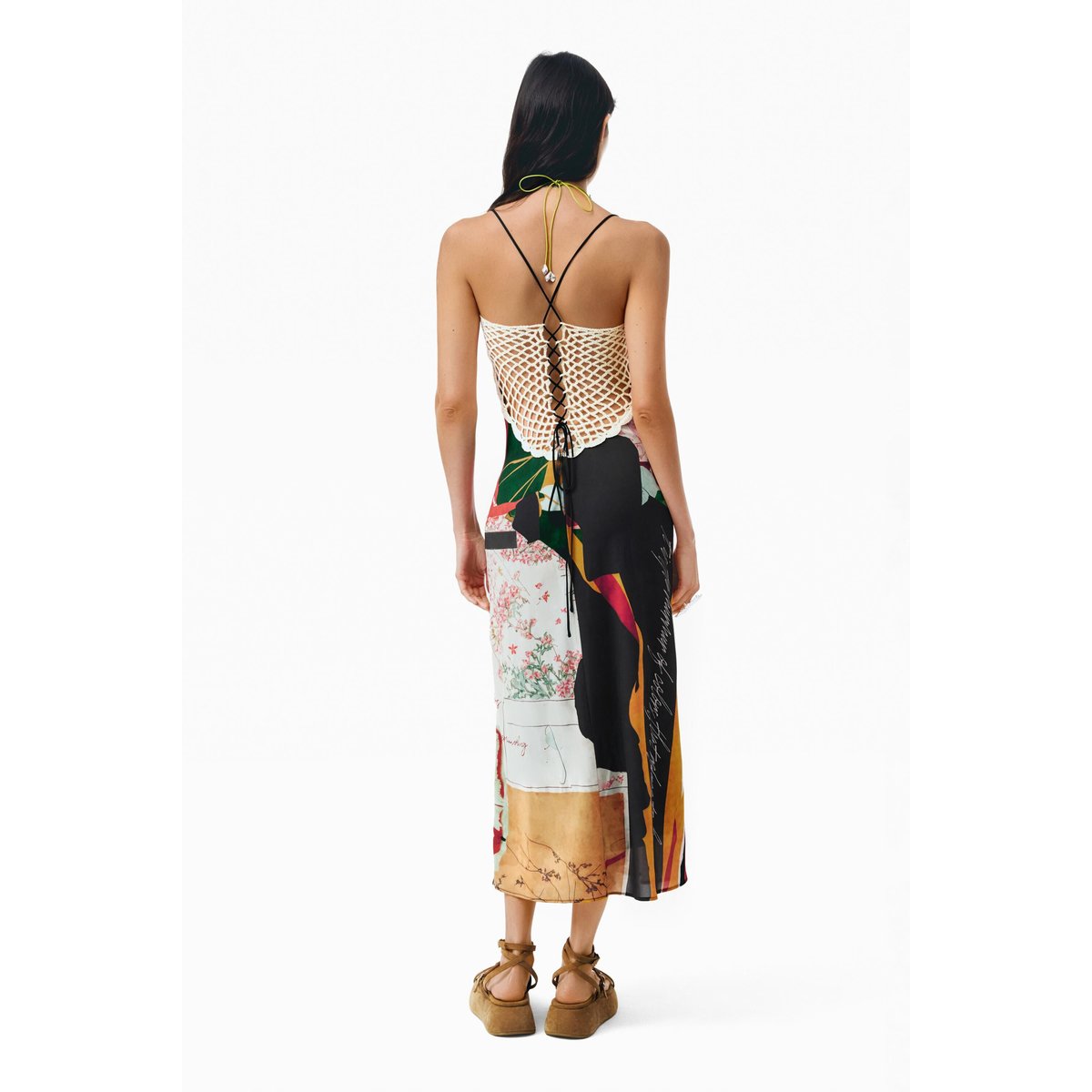 Robe à bretelles en maille noir, DESIGUAL