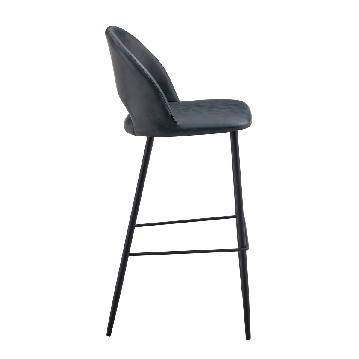 Lot de 2 chaises hautes en acier et cuir synthétique, LOU noir, OVIALA