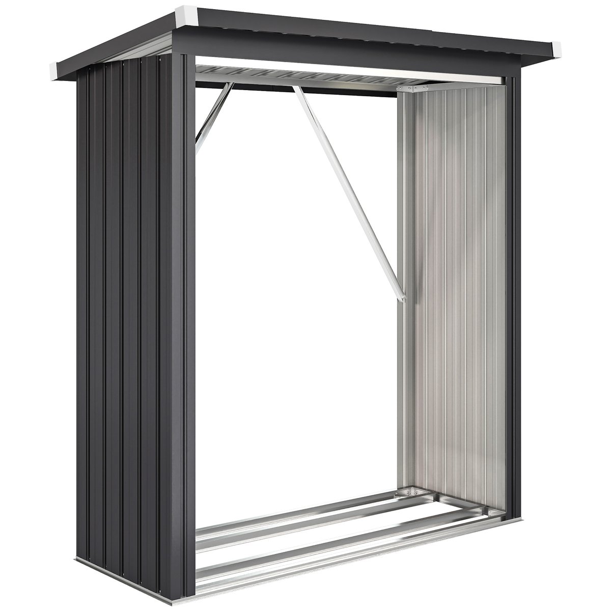 Abri pour le stockage du bois Acier galvanisé gris foncé, OUTSUNNY