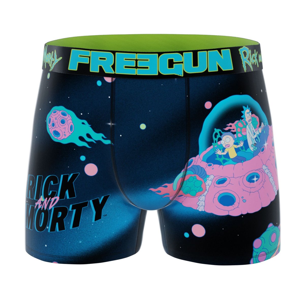 Lot De 3 Boxers Rick Et Morty vert/bleu/turquoise/rose/jaune, FREEGUN
