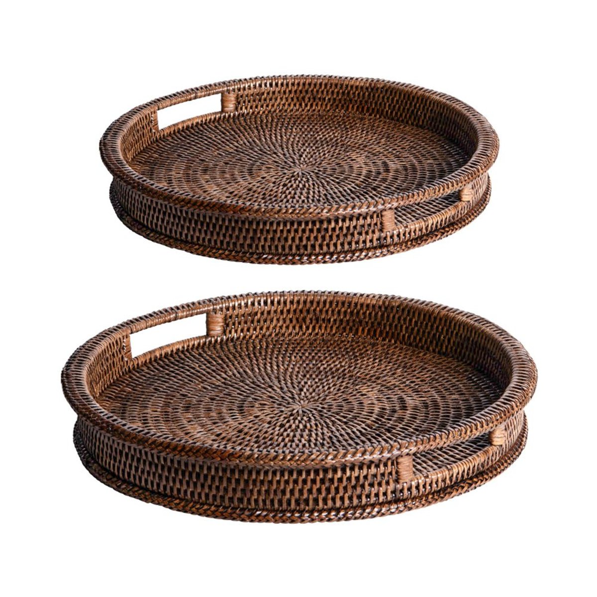 Set de 2 plateaux ronds Saya 35 et 40 cm marron, TABLE PASSION